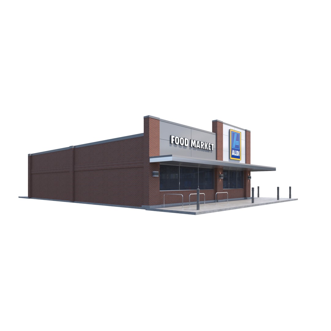 Aldi Grocery Store 3D Model – High Detail Exterior Retail Asset, FBX - View 5