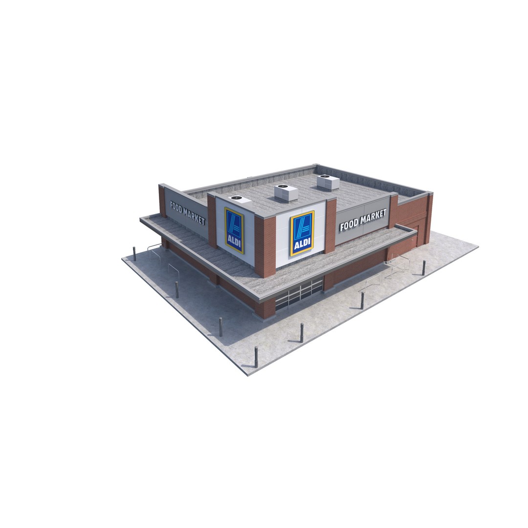 Aldi Grocery Store 3D Model – High Detail Exterior Retail Asset, FBX - View 6