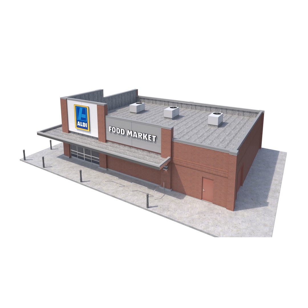 Aldi Grocery Store 3D Model – High Detail Exterior Retail Asset, FBX - View 7