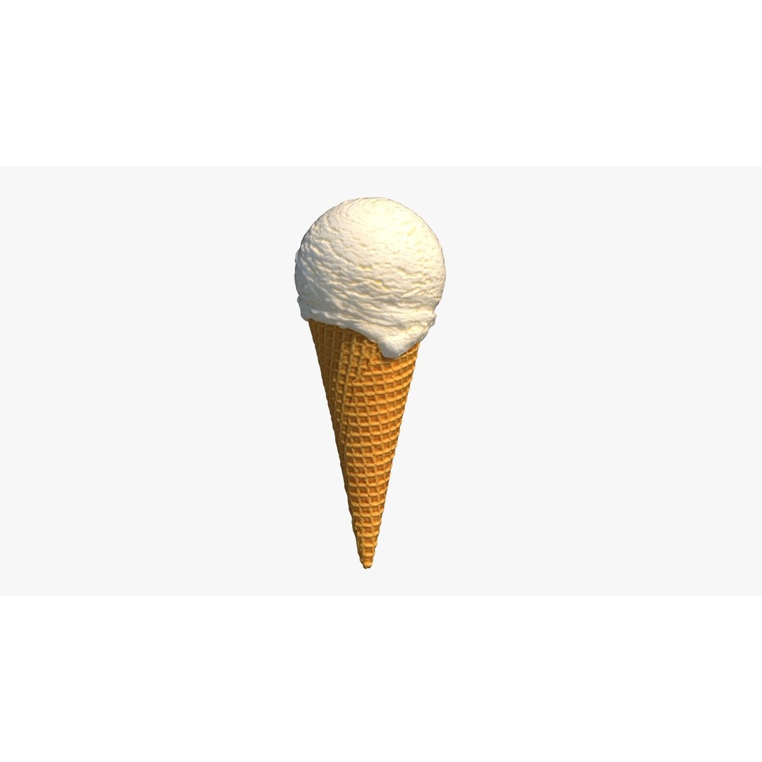 Vanilla Ice Cream Cone 3D Model – Photorealistic Food Asset, FBX - View 10