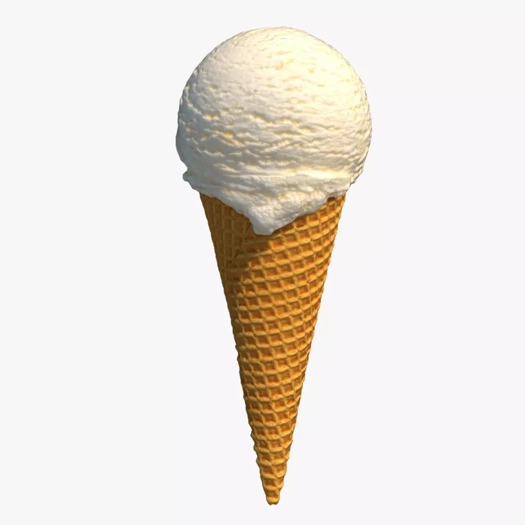 Vanilla Ice Cream Cone 3D Model – Photorealistic Food Asset, FBX - View 2