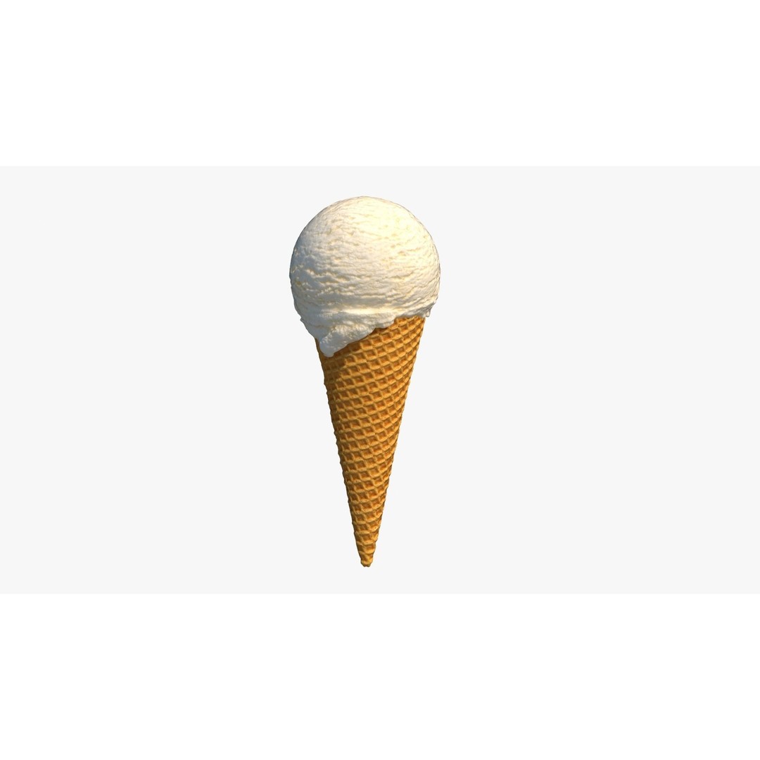 Vanilla Ice Cream Cone 3D Model – Photorealistic Food Asset, FBX - View 4