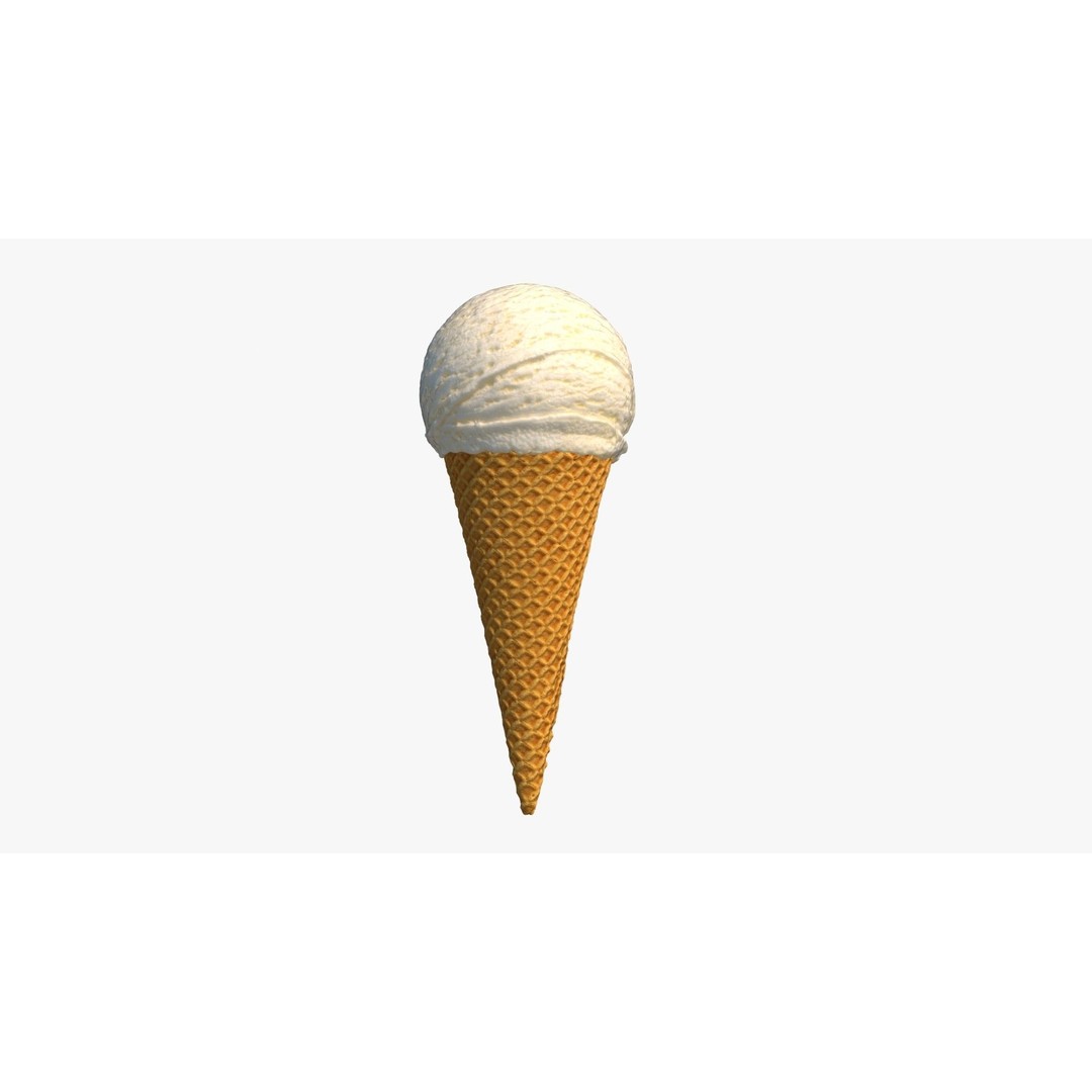 Vanilla Ice Cream Cone 3D Model – Photorealistic Food Asset, FBX - View 7