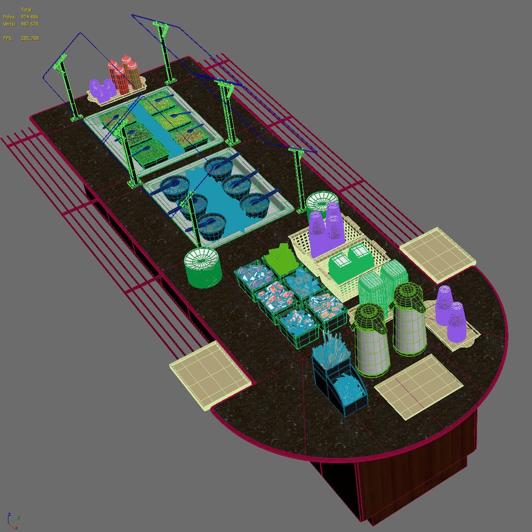 Salad Bar 3D Model – High Poly Kitchen Asset with Textures