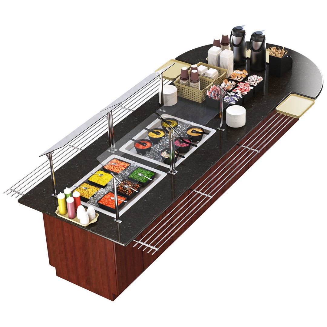 Salad Bar 3D Model – High Poly Kitchen Asset with Textures - View 10