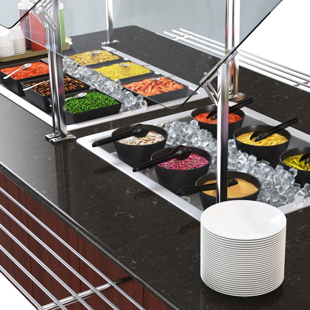 Salad Bar 3D Model – High Poly Kitchen Asset with Textures - View 12