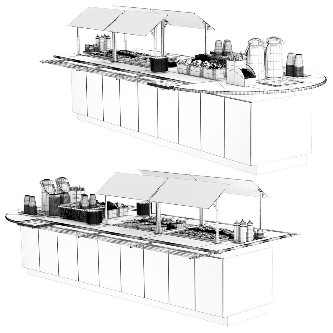 Salad Bar 3D Model – High Poly Kitchen Asset with Textures - View 5