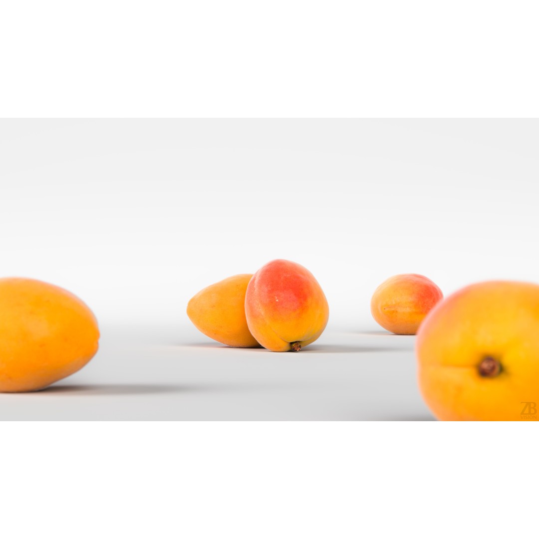 Apricot 3D Model – Photorealistic Fruit Asset, FBX, OBJ - View 3