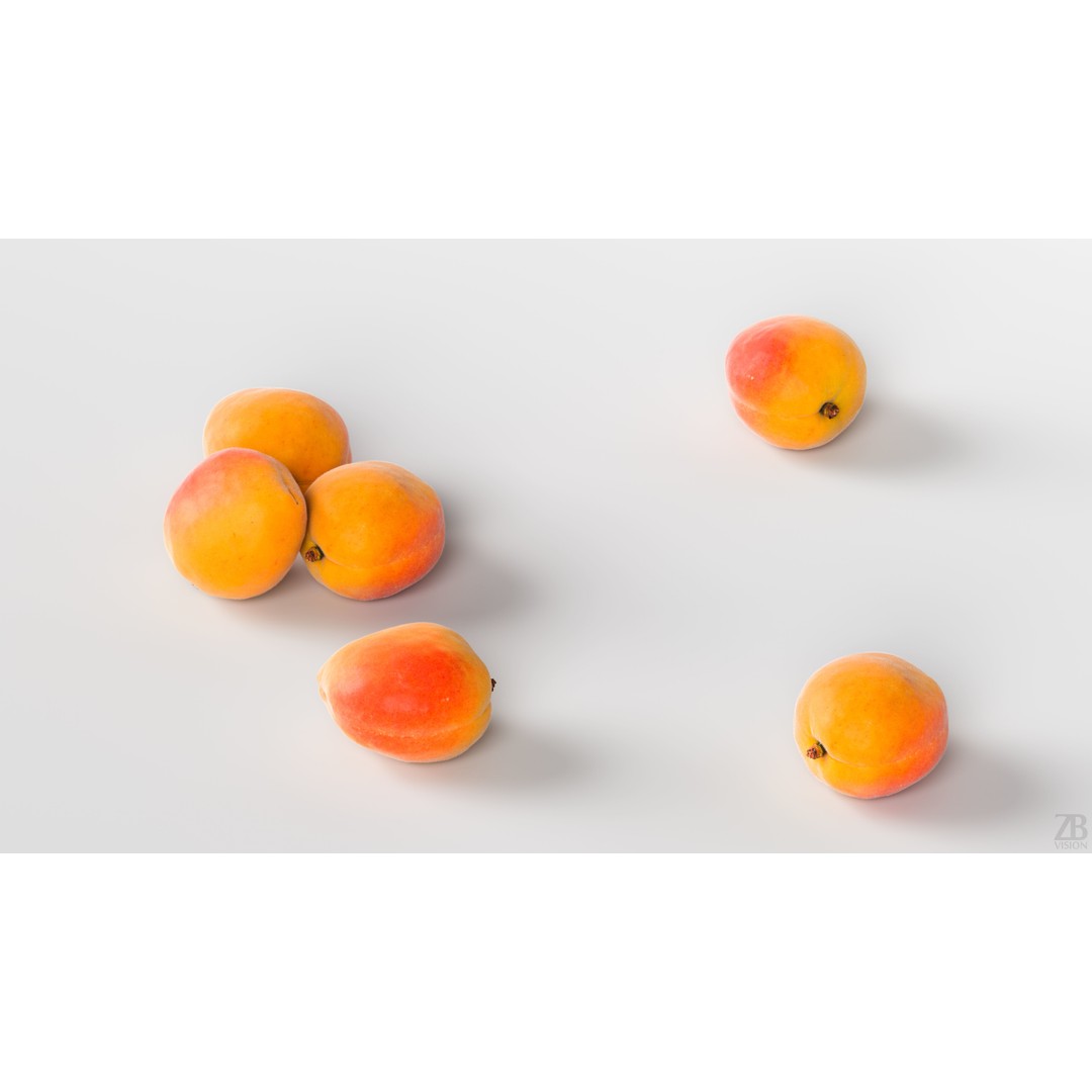 Apricot 3D Model – Photorealistic Fruit Asset, FBX, OBJ - View 4
