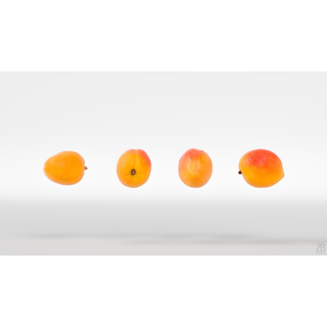 Apricot 3D Model – Photorealistic Fruit Asset, FBX, OBJ - View 6