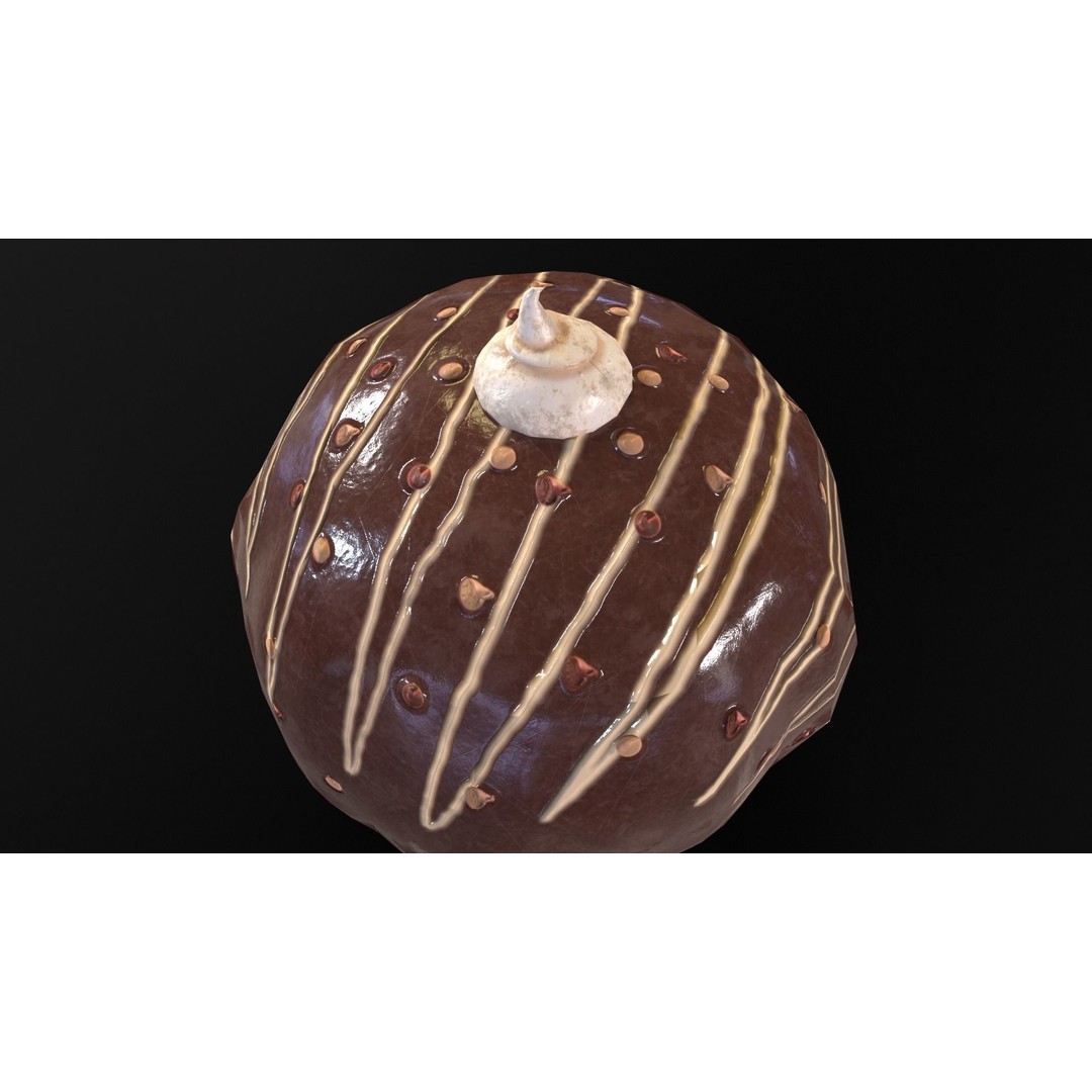 Chocolate Round Cake 3D Model – Low Poly PBR Asset, FBX, OBJ - View 11