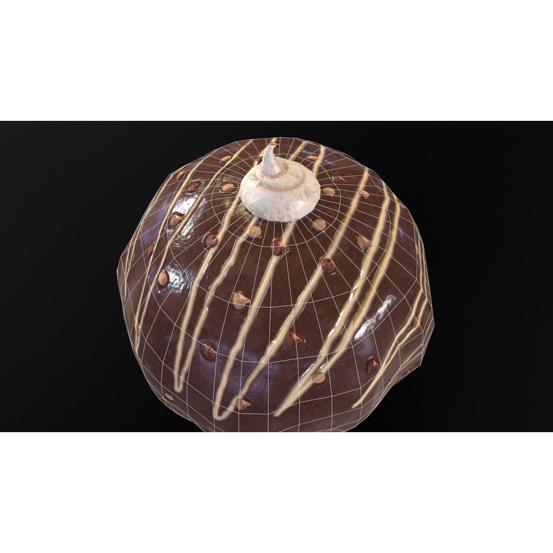 Chocolate Round Cake 3D Model – Low Poly PBR Asset, FBX, OBJ - View 12