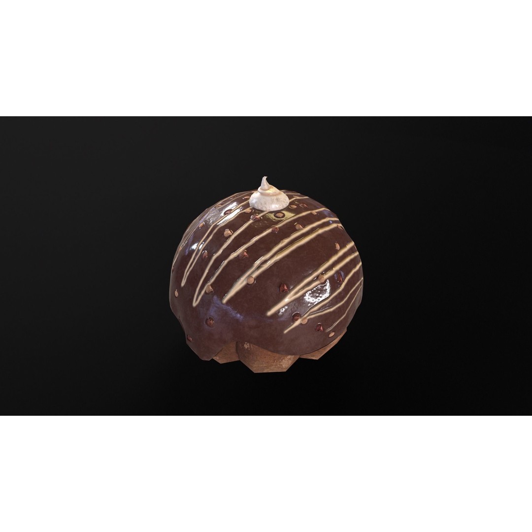 Chocolate Round Cake 3D Model – Low Poly PBR Asset, FBX, OBJ - View 13