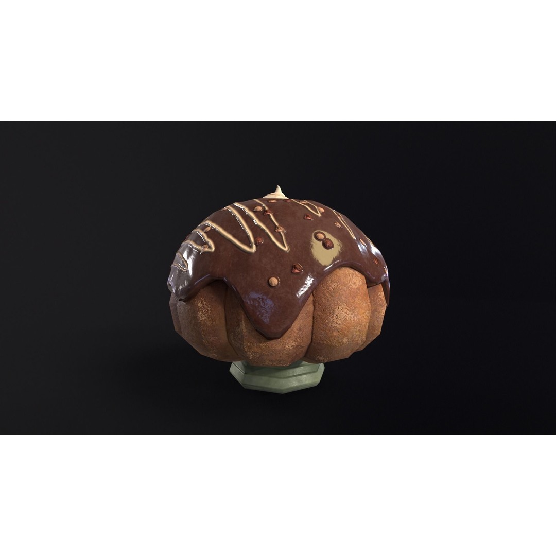 Chocolate Round Cake 3D Model – Low Poly PBR Asset, FBX, OBJ - View 3