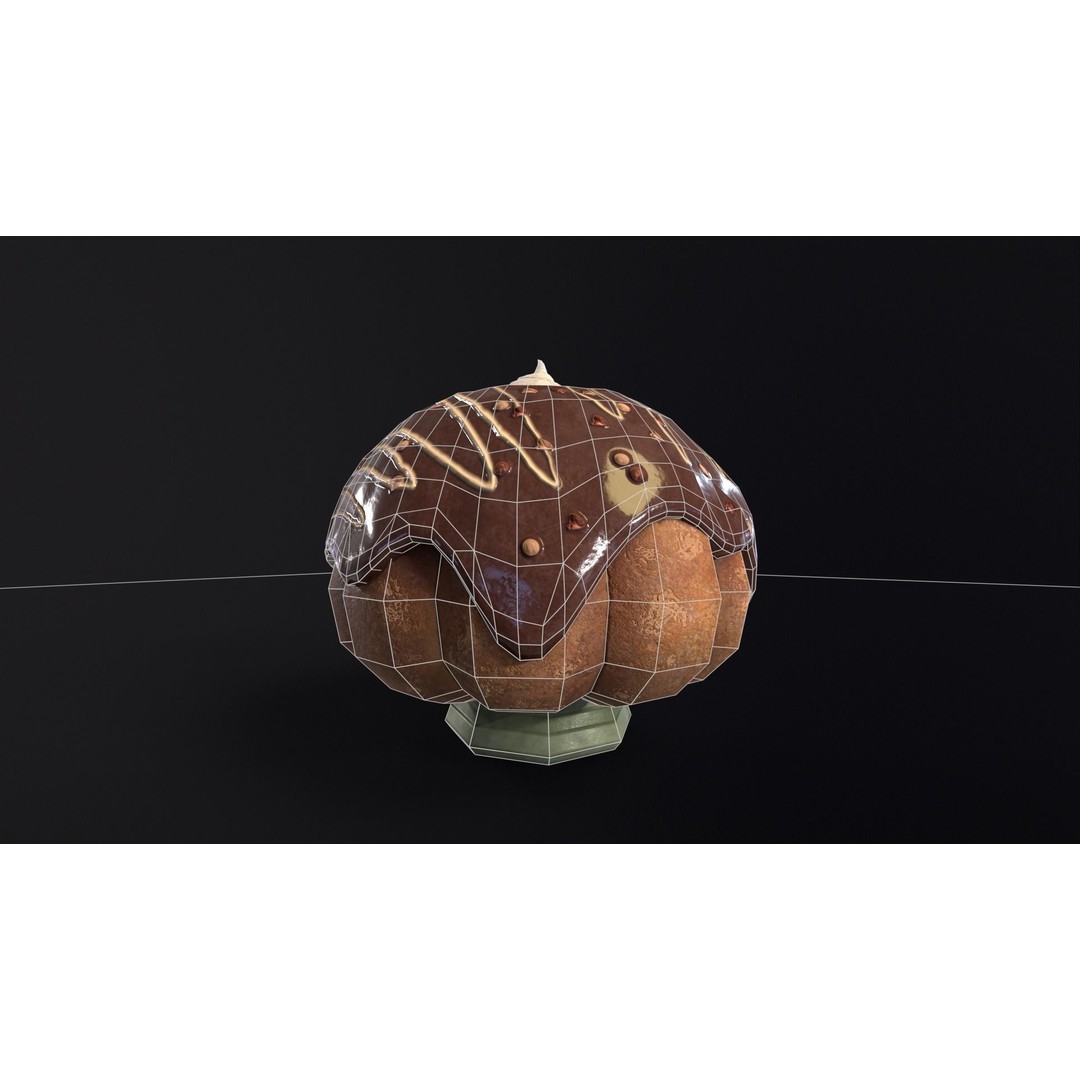 Chocolate Round Cake 3D Model – Low Poly PBR Asset, FBX, OBJ - View 4