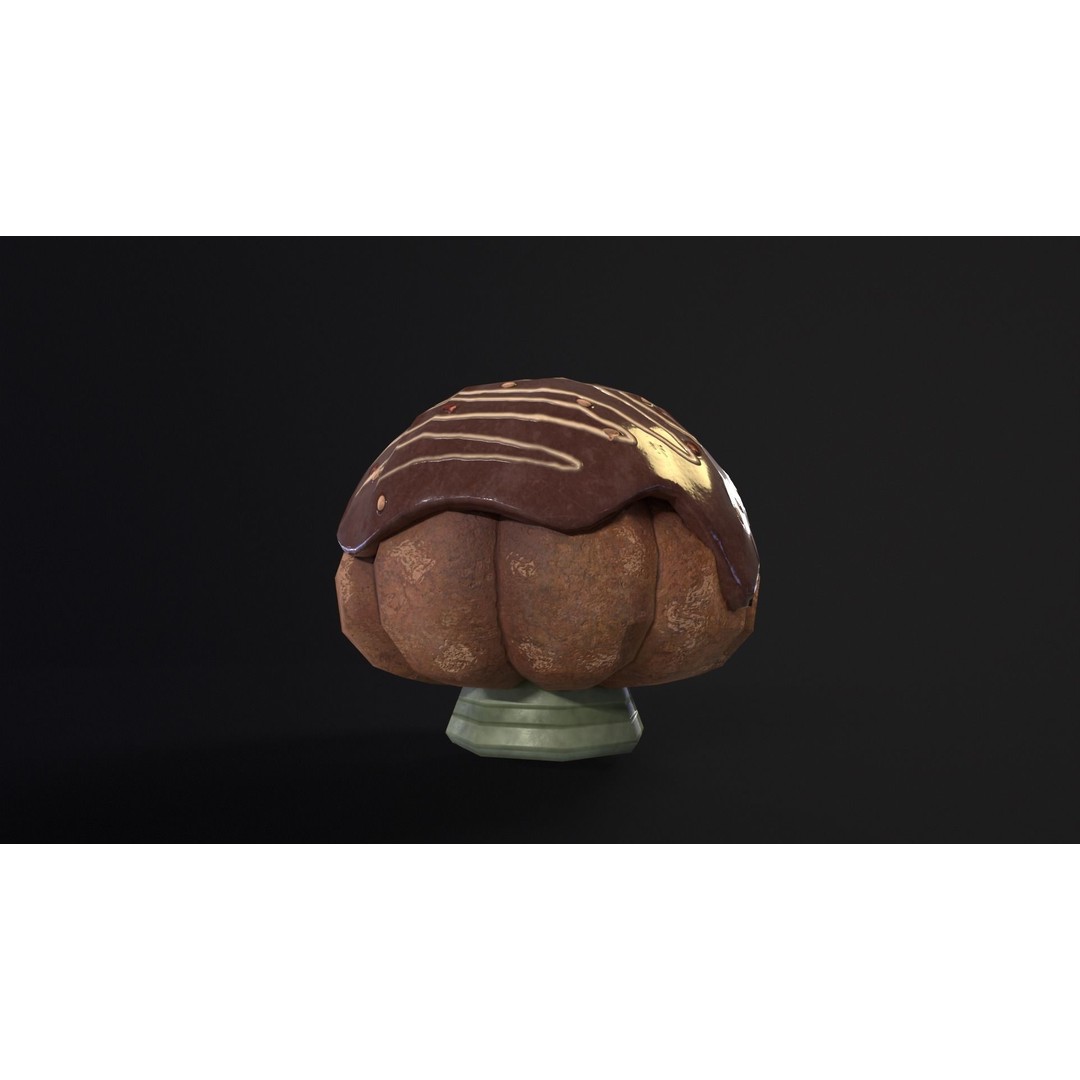 Chocolate Round Cake 3D Model – Low Poly PBR Asset, FBX, OBJ - View 5