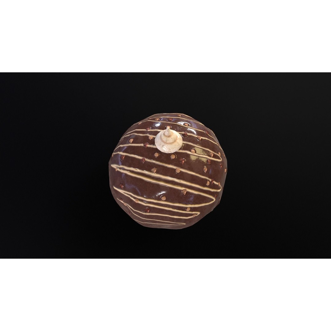 Chocolate Round Cake 3D Model – Low Poly PBR Asset, FBX, OBJ - View 7
