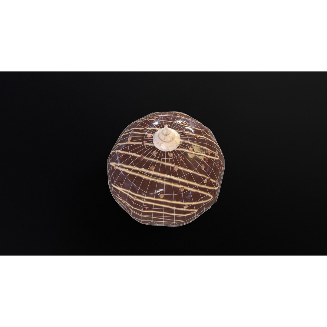 Chocolate Round Cake 3D Model – Low Poly PBR Asset, FBX, OBJ - View 8