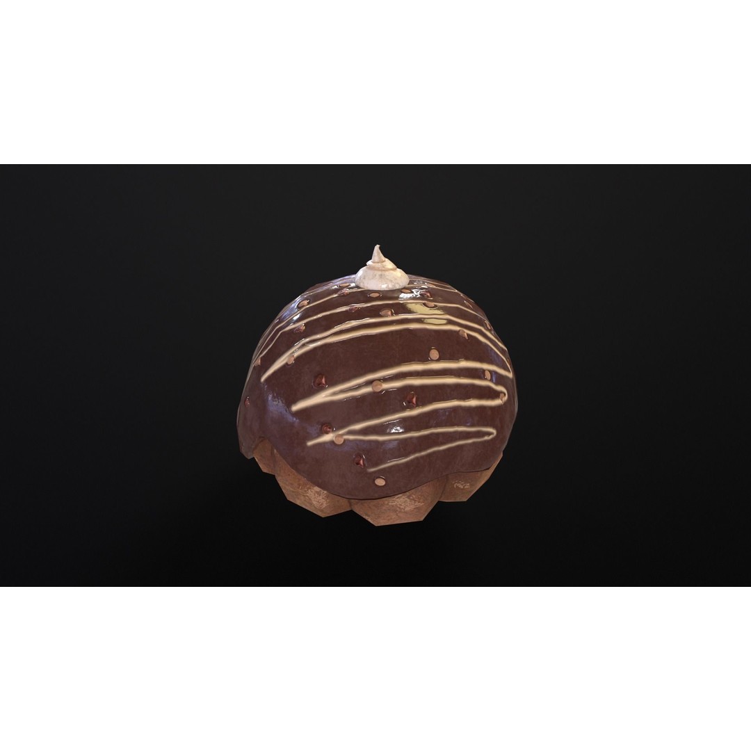 Chocolate Round Cake 3D Model – Low Poly PBR Asset, FBX, OBJ - View 9