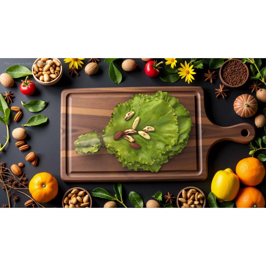 Lettuce Leaves with Brazil Nuts 3D Model – High Poly Culinary Asset, FBX - View 4