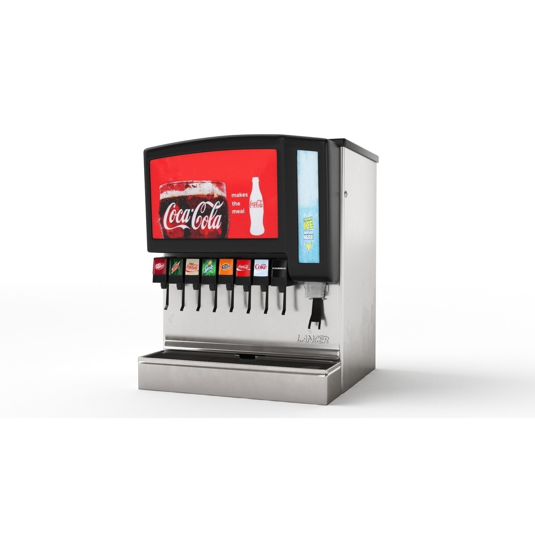 8 Flavor Soda Fountain 3D Model – High Poly Beverage System, FBX, OBJ