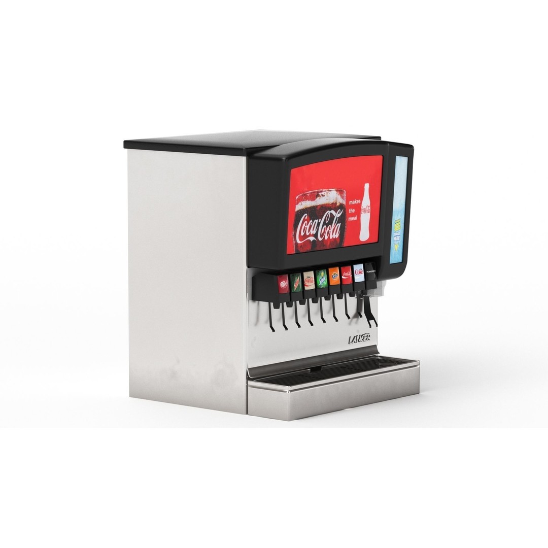 8 Flavor Soda Fountain 3D Model – High Poly Beverage System, FBX, OBJ - View 3