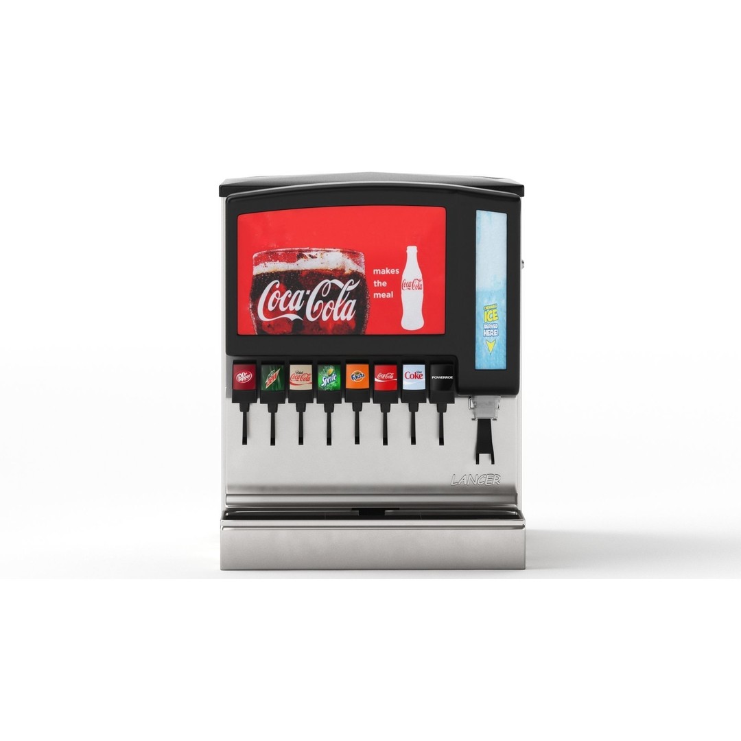 8 Flavor Soda Fountain 3D Model – High Poly Beverage System, FBX, OBJ - View 4