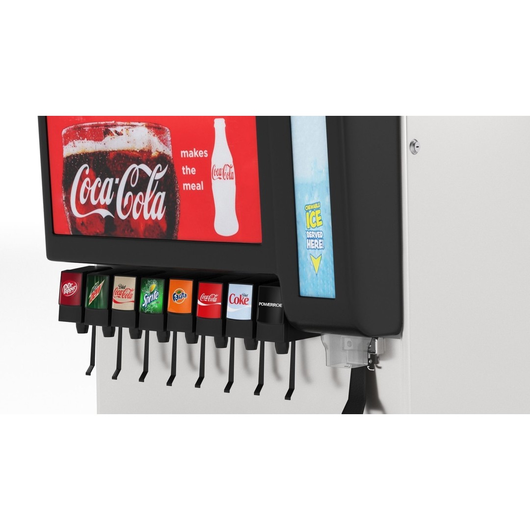 8 Flavor Soda Fountain 3D Model – High Poly Beverage System, FBX, OBJ - View 5