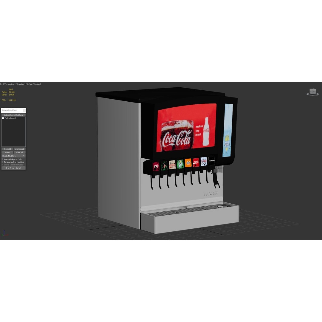 8 Flavor Soda Fountain 3D Model – High Poly Beverage System, FBX, OBJ - View 7