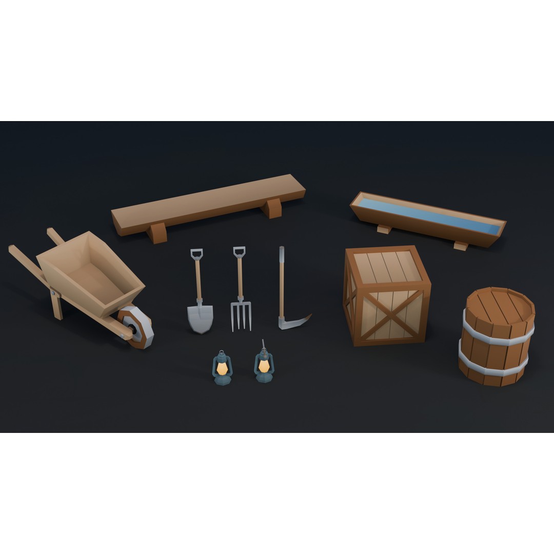 Farm Asset 3D Model – Low Poly Stylized Pack for Games, FBX - View 15