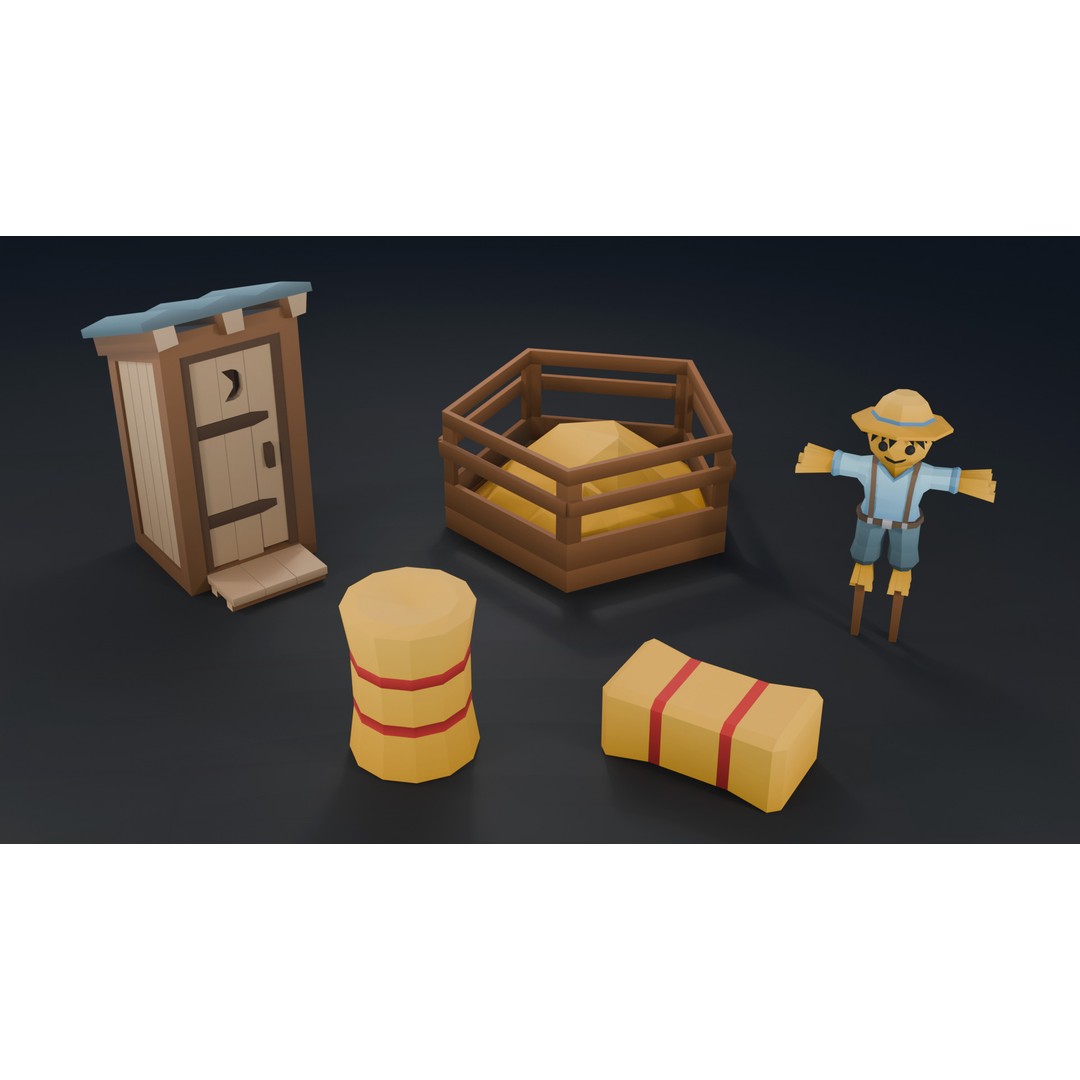 Farm Asset 3D Model – Low Poly Stylized Pack for Games, FBX - View 17