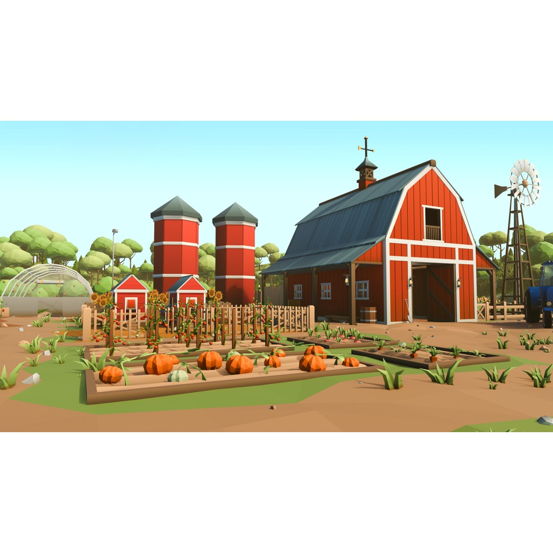Farm Asset 3D Model – Low Poly Stylized Pack for Games, FBX - View 5