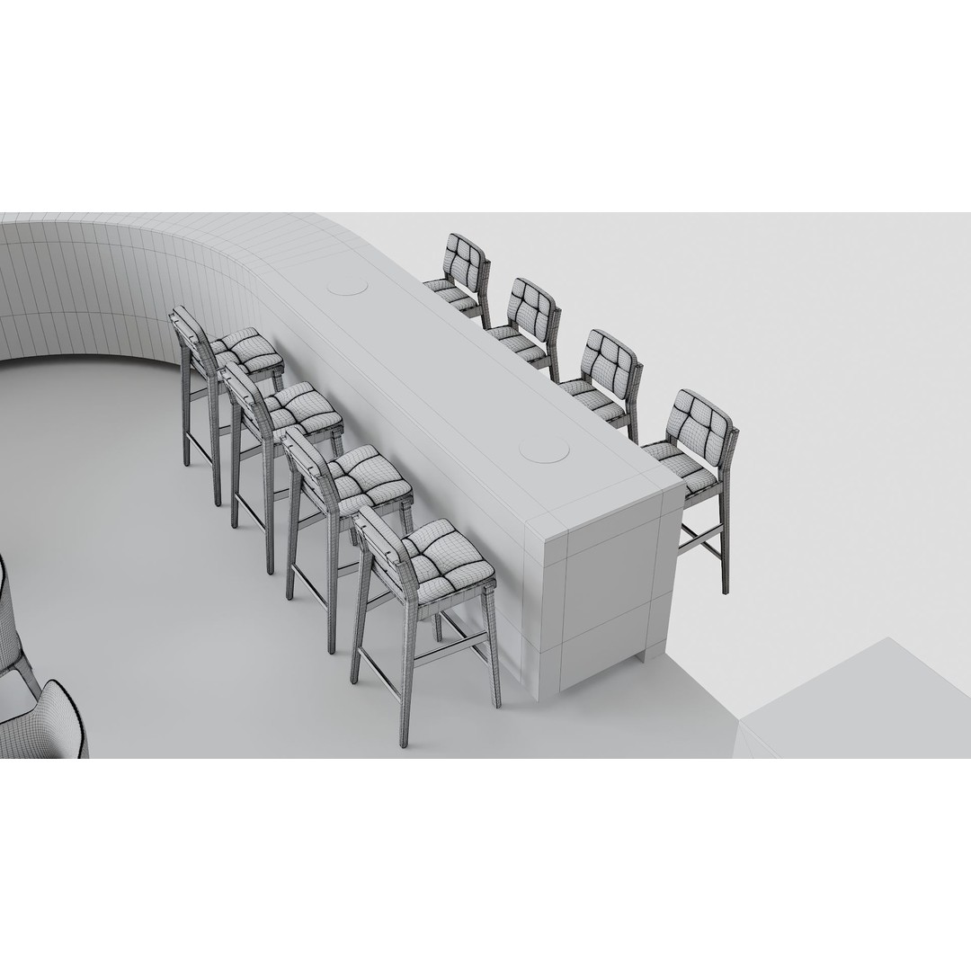 Food Court 3D Model – Detailed Outdoor Restaurant Setup, FBX