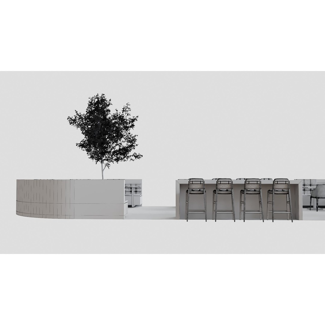 Food Court 3D Model – Detailed Outdoor Restaurant Setup, FBX - View 13