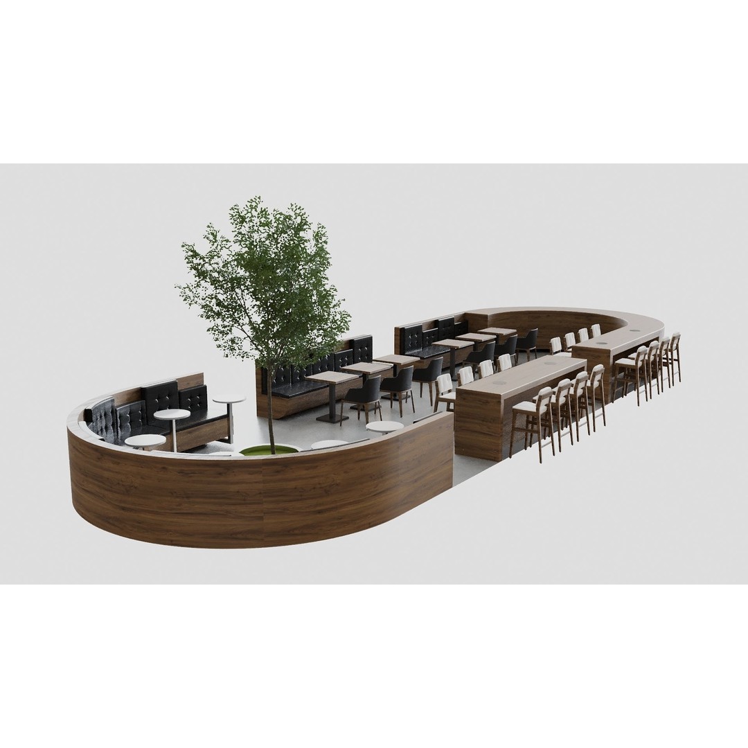 Food Court 3D Model – Detailed Outdoor Restaurant Setup, FBX - View 4