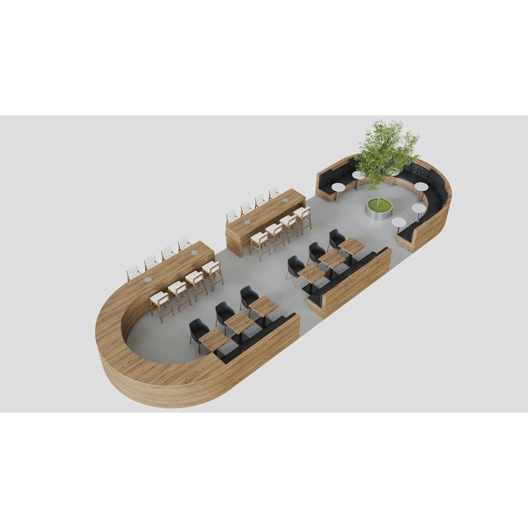Food Court 3D Model – Detailed Outdoor Restaurant Setup, FBX - View 6