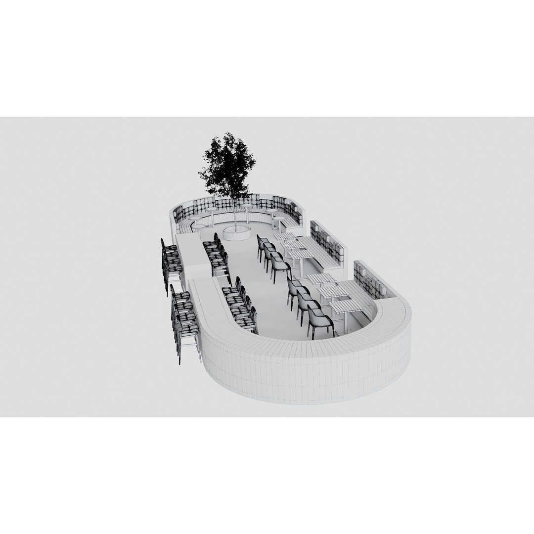 Food Court 3D Model – Detailed Outdoor Restaurant Setup, FBX - View 9