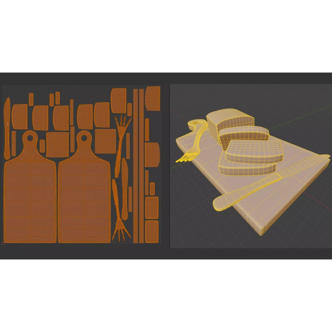 Tempeh 3D Model – Realistic PBR Food Asset, FBX, OBJ, Blender - View 16