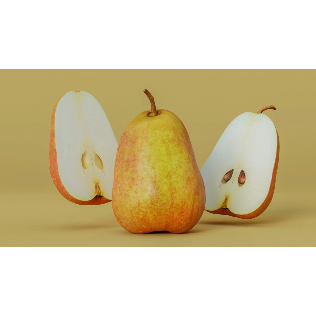 Hyper-Realistic Yellow Pear 3D Model – Low Poly Game Asset, FBX - View 2