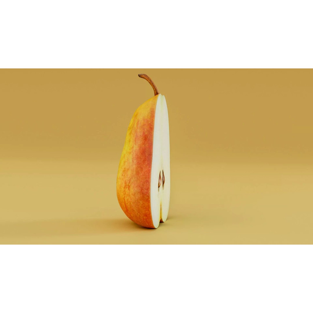 Hyper-Realistic Yellow Pear 3D Model – Low Poly Game Asset, FBX - View 23