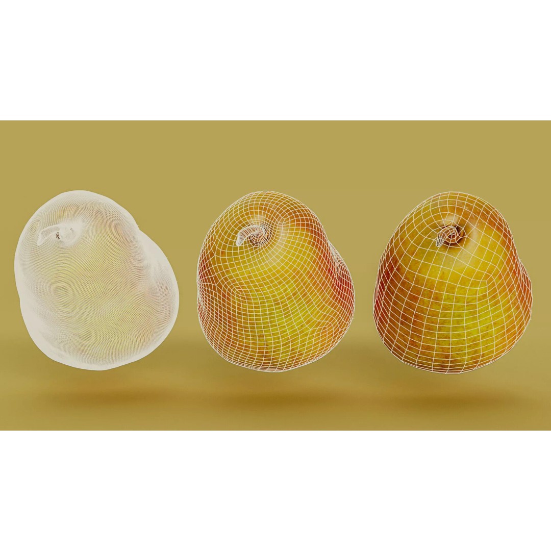 Hyper-Realistic Yellow Pear 3D Model – Low Poly Game Asset, FBX - View 5