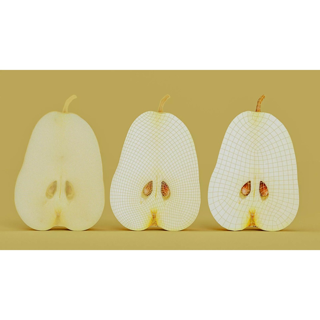 Hyper-Realistic Yellow Pear 3D Model – Low Poly Game Asset, FBX - View 8