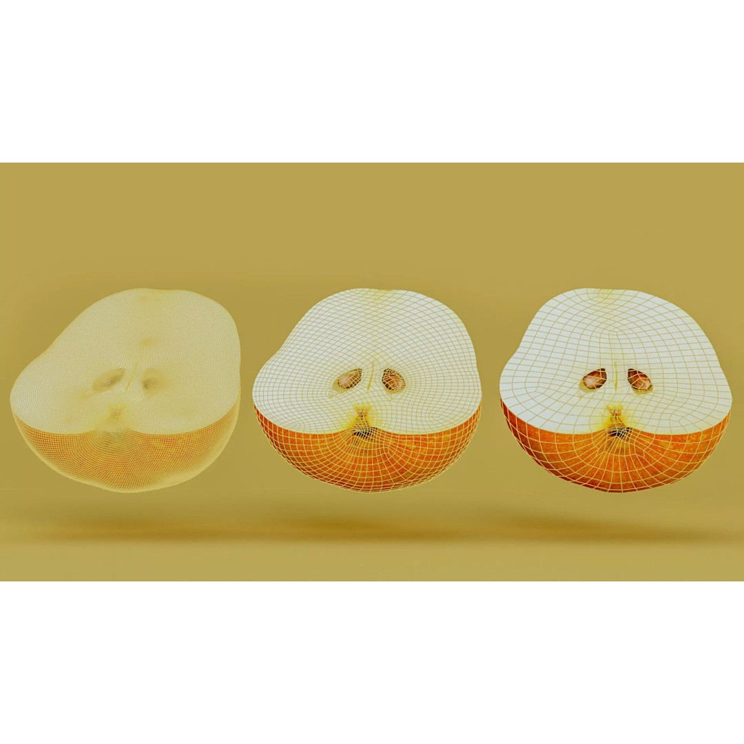 Hyper-Realistic Yellow Pear 3D Model – Low Poly Game Asset, FBX - View 9