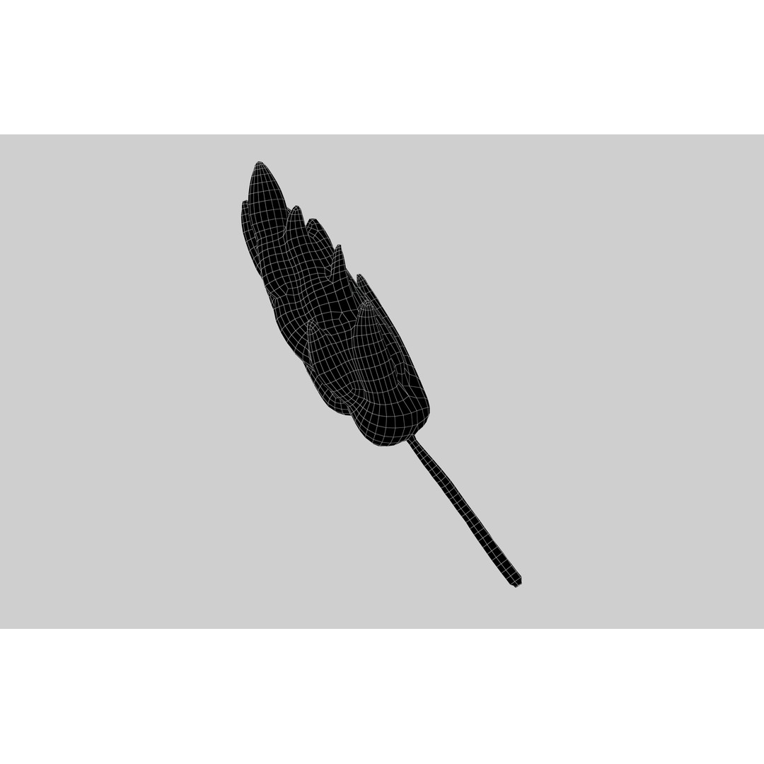 Wheat Blossom Icon 3D Model – Low Poly Game Asset, FBX, OBJ