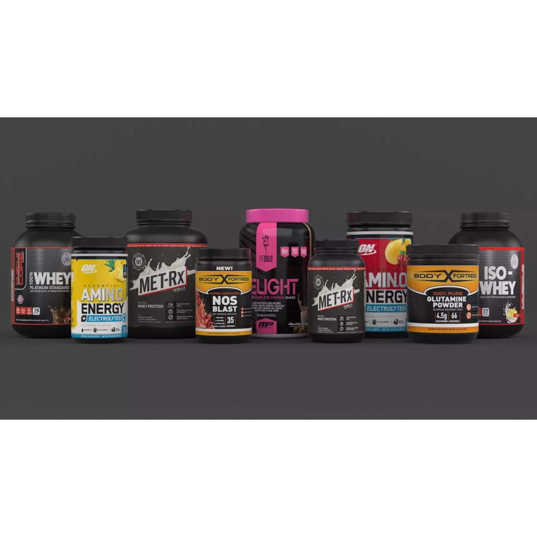 Protein Powder Collection 3D Model – High Poly PBR Asset, FBX - View 2