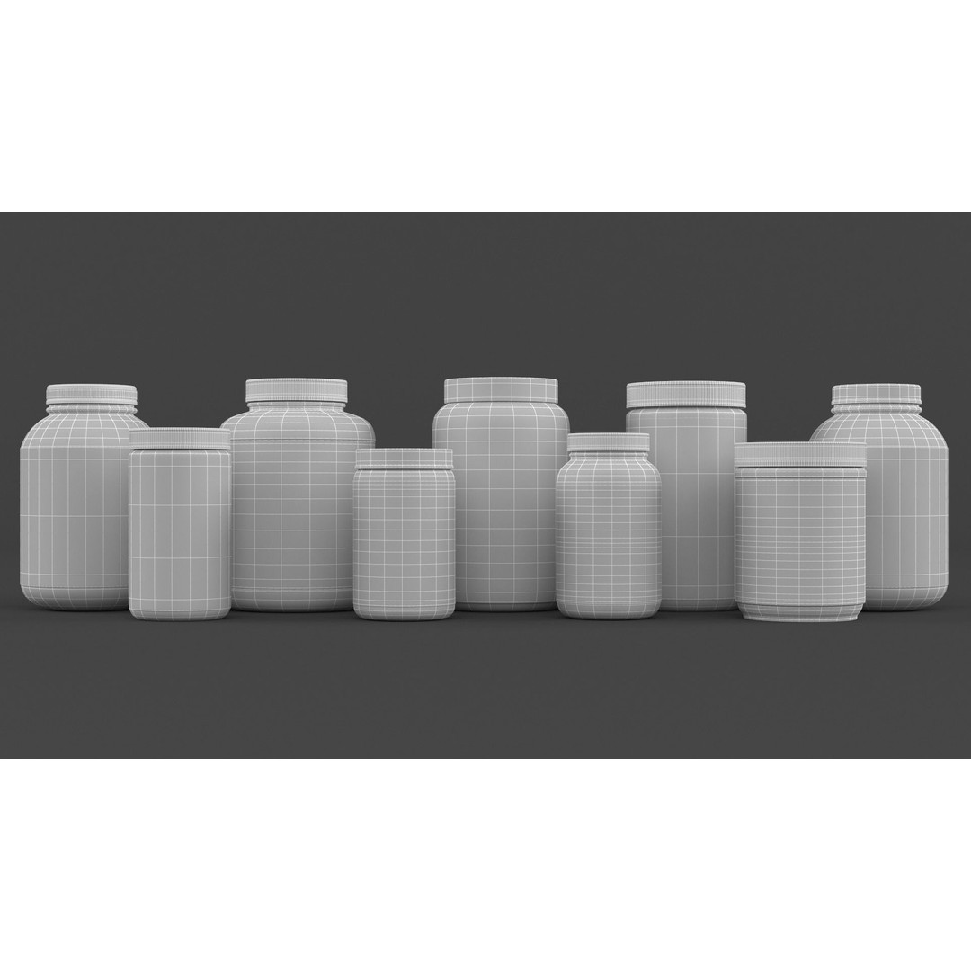 Protein Powder Collection 3D Model – High Poly PBR Asset, FBX - View 28