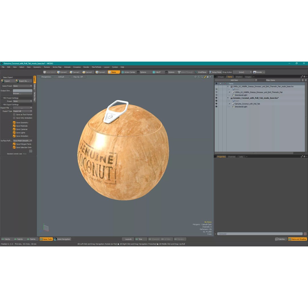 Genuine Coconut 3D Model – Realistic Beverage Packaging with Pull Tab