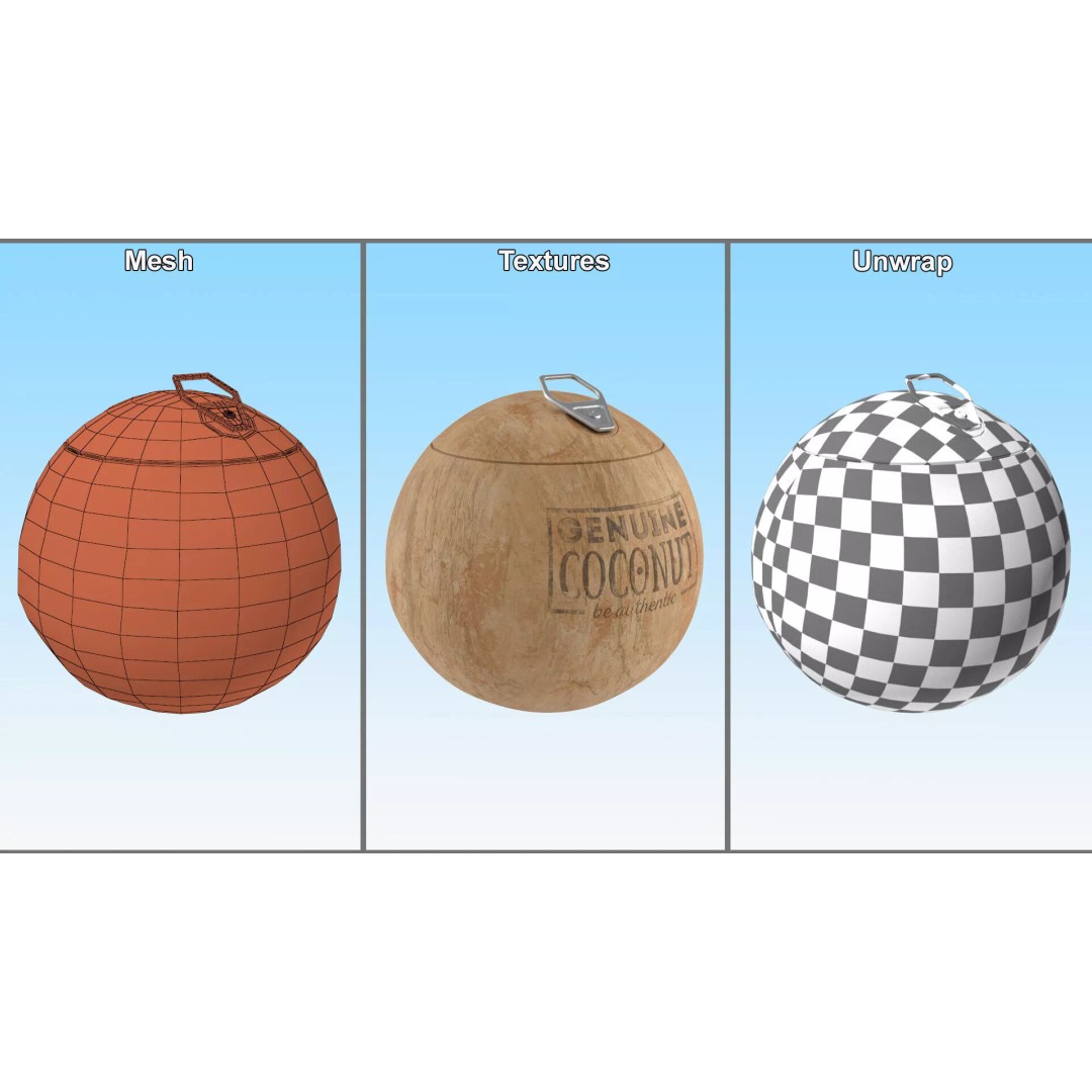 Genuine Coconut 3D Model – Realistic Beverage Packaging with Pull Tab - View 10
