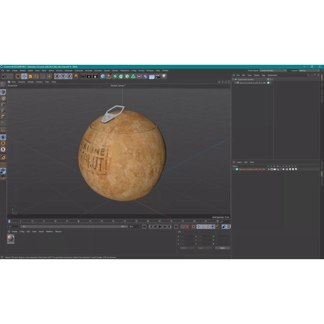 Genuine Coconut 3D Model – Realistic Beverage Packaging with Pull Tab - View 19