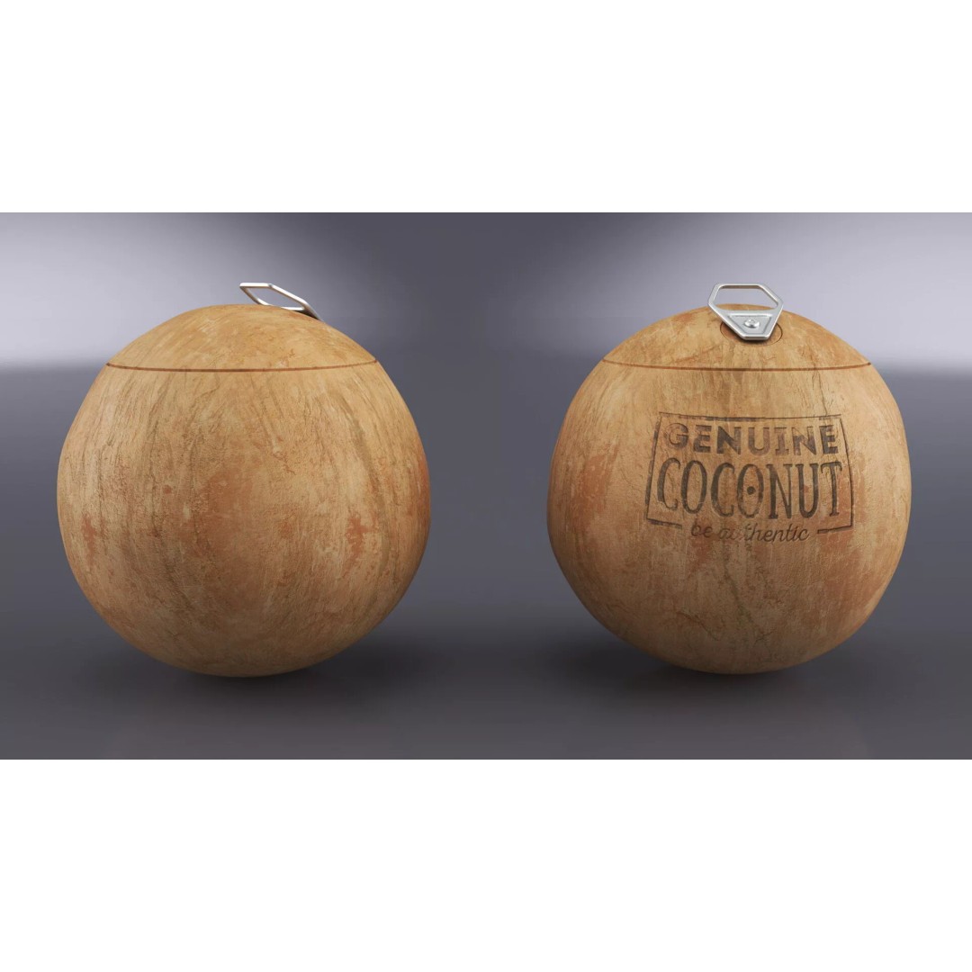 Genuine Coconut 3D Model – Realistic Beverage Packaging with Pull Tab - View 4